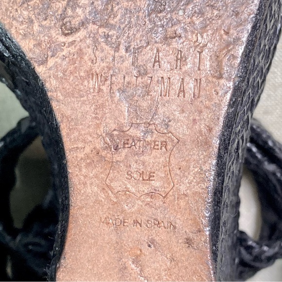 Stuart Weitzman Hoopla wedge in black braided leather platform espadrilles - Picture 9 of 10